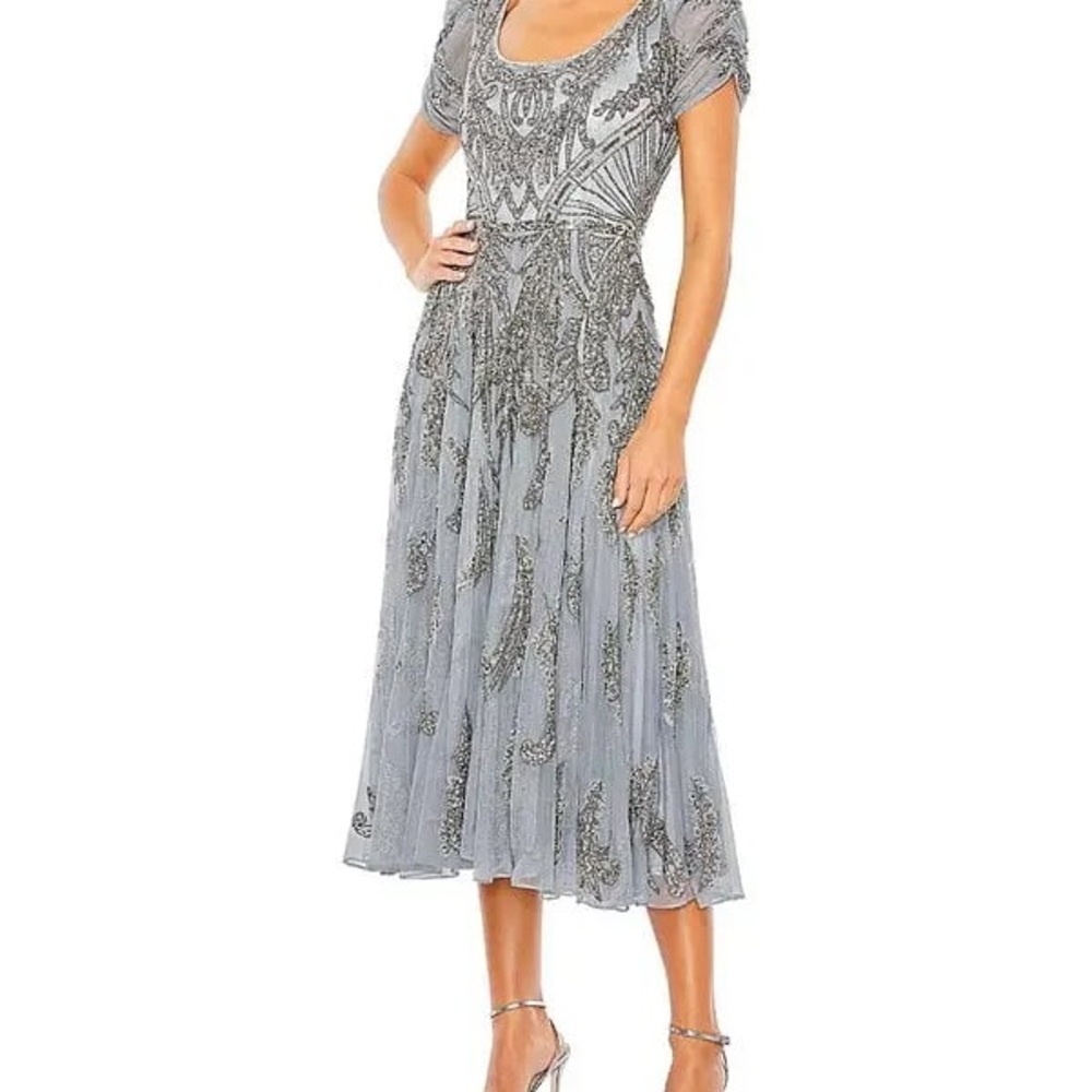 Elegant Gray Embellished Dress